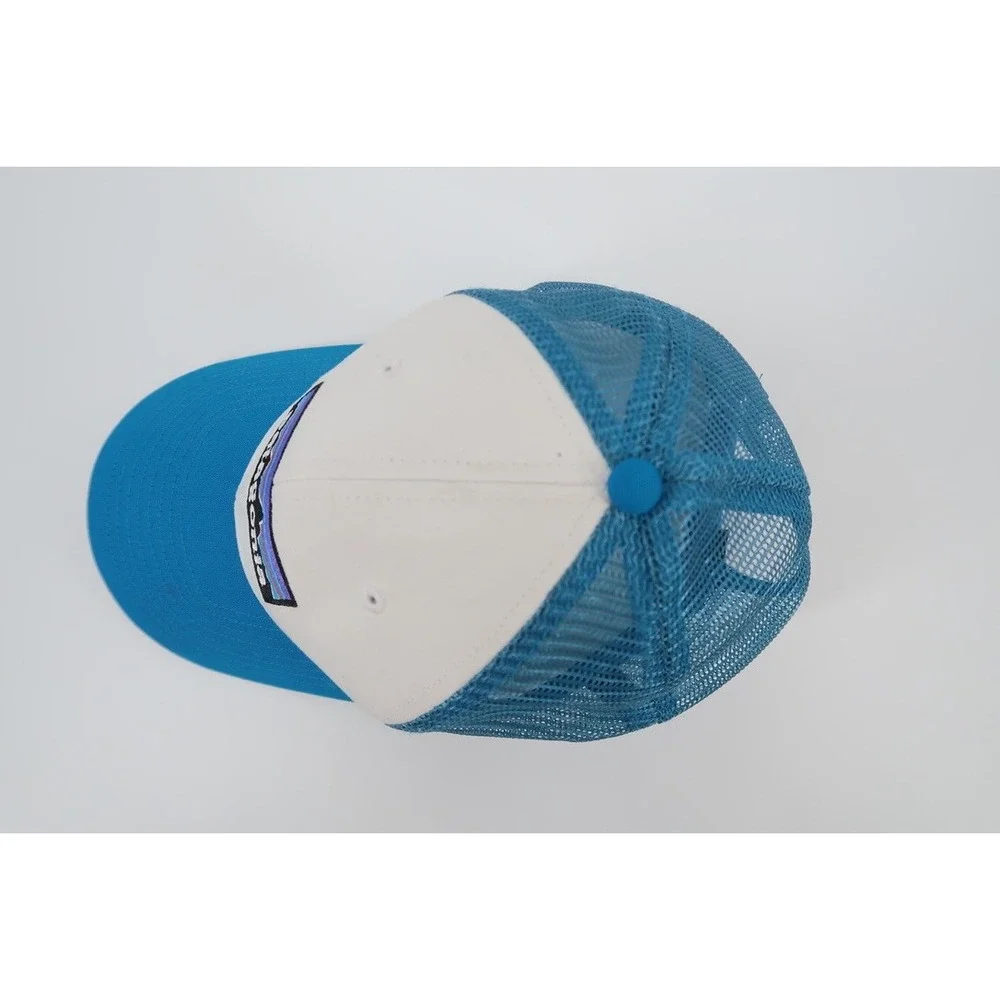 Patagonia P-6 Logo Trucker Hat White Vessel Blue Snapback Mesh Cap WVLB‎
